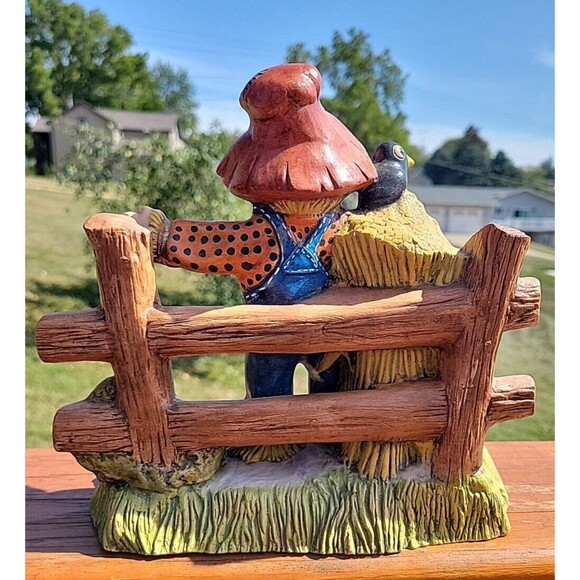 VTG  Ceramic Scarecrow Figure Duncan Enterprises 1980 Black Crow Pumpkins Fall - Picture 6 of 11